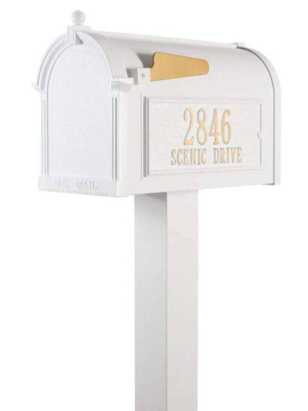 A Whitehall Capitol Premium Mailbox Package - Installation Included with a letter on it.