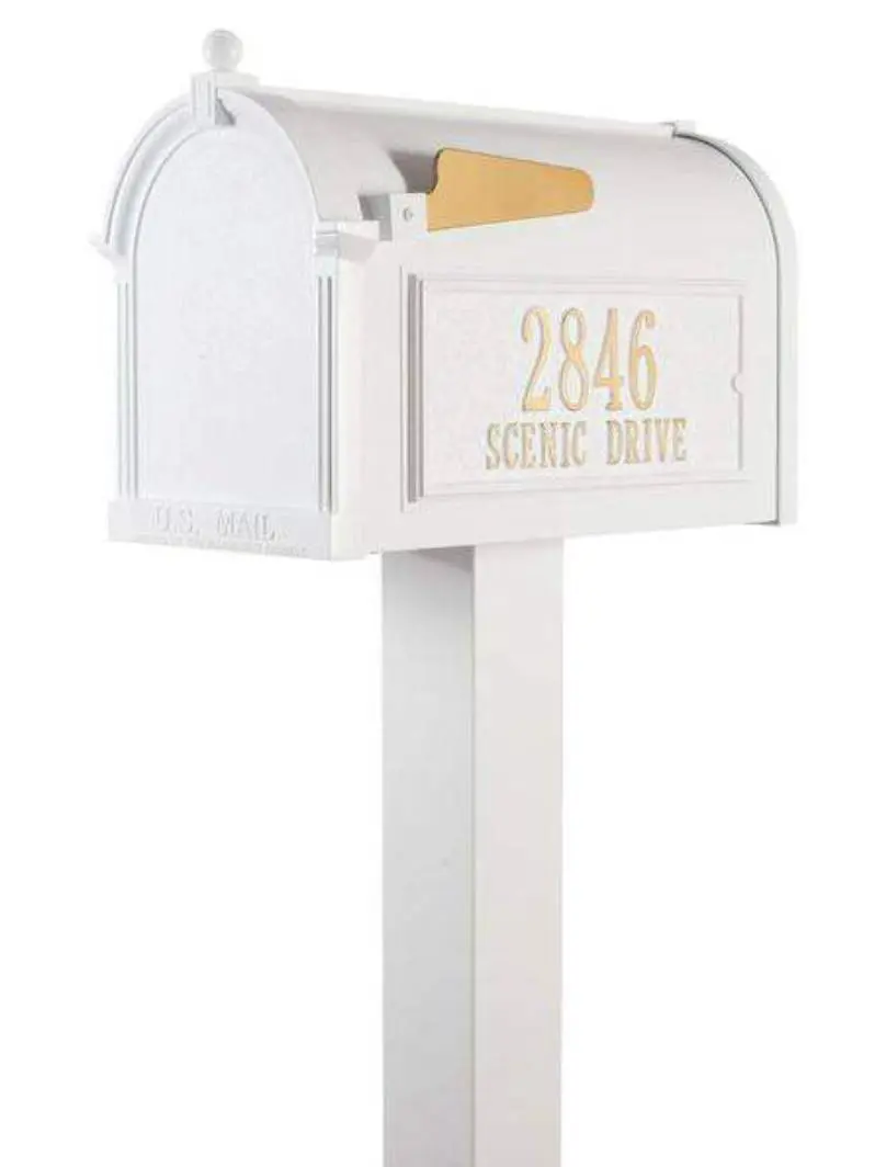 A Whitehall Capitol Premium Mailbox Package - Installation Included with a letter on it.