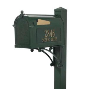 A Whitehall Superior Mailbox Package - Installation Included with a letter on it.