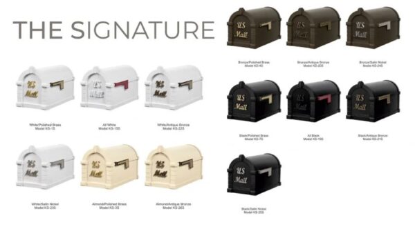 The Gaines Keystone Standard Installation Package mailboxes are shown in different colors.