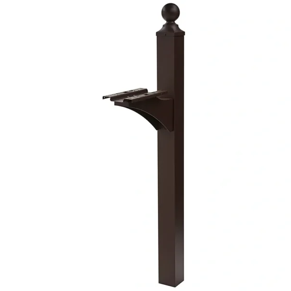 A Gibraltar Landover Mailbox Post with Sequoia Mailbox Installation Package with a black handle.