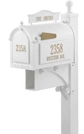 A Whitehall Ultimate Mailbox Package - Installation Included with the name of the smiths on it.